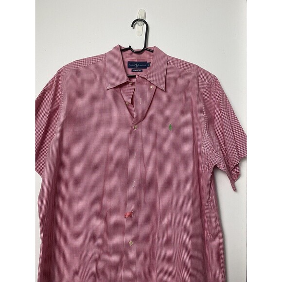 RALPH LAUREN Men’s Short Sleeve Button Up Red Check Shirt Classic Fit XL - Picture 4 of 14